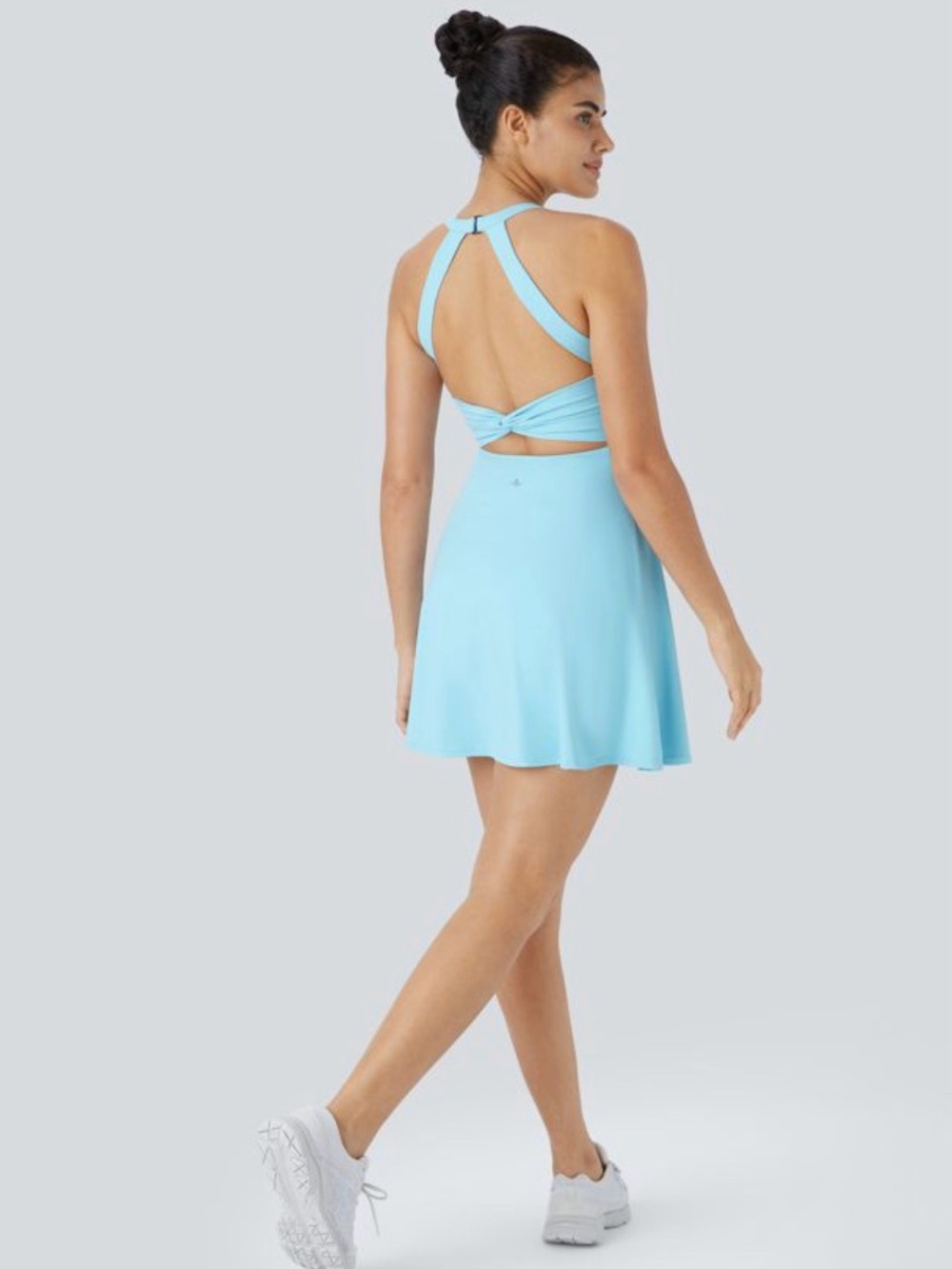 HALARA Backless Twisted Active Tennis Dress Easy Peasy Sky Blue NWT Small